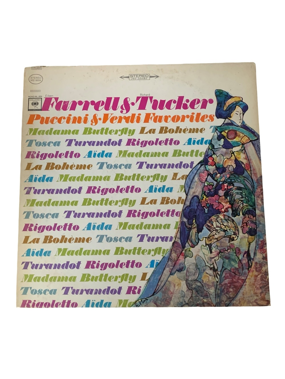 Farrell & Tucker Puccini & Verdi Favorites Vinyl Record with Colorful Cover Art